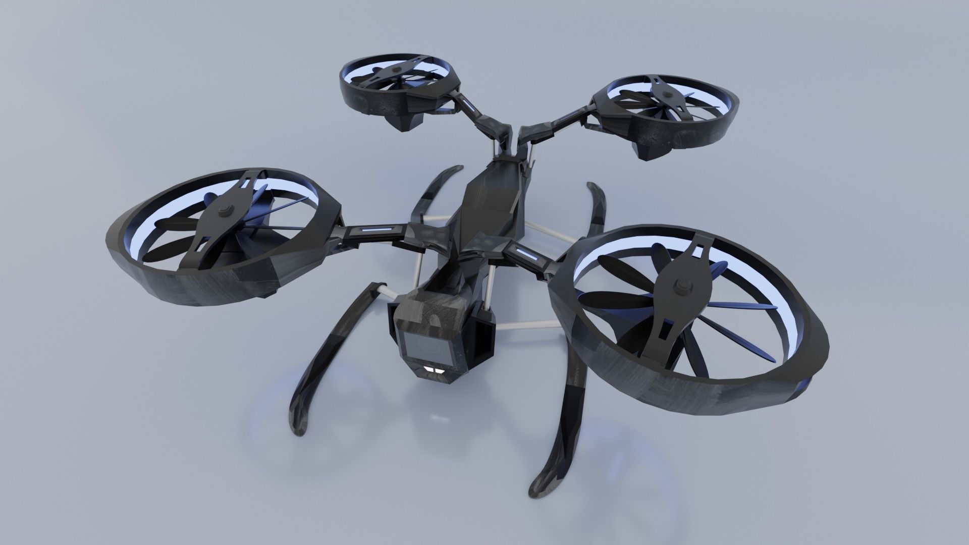 Drone Quadcopter Low-poly 3D model_3