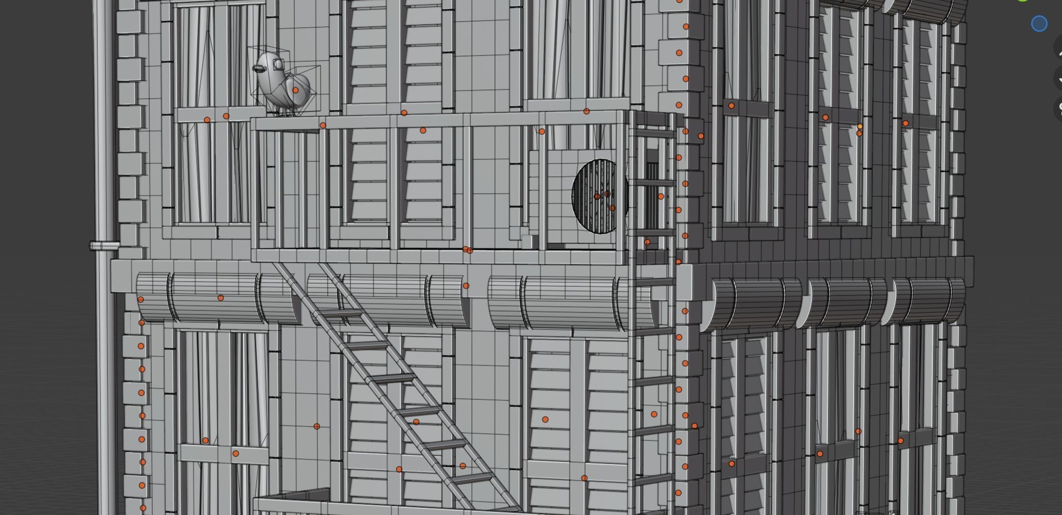 Brick European apartment building Low-poly 3D model_5