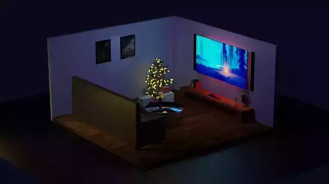 LivingRoom sims floor plan Low-poly 3D model