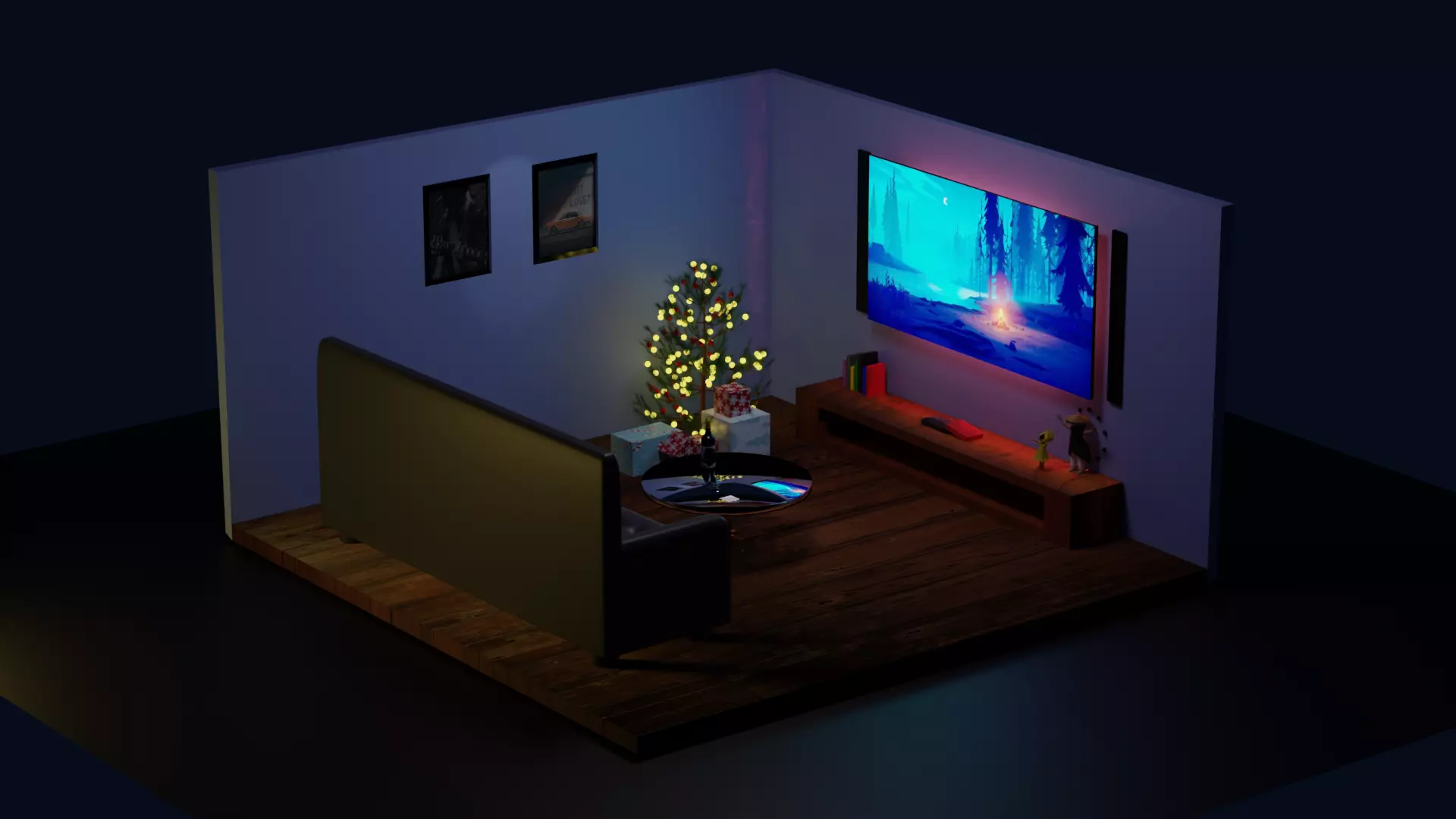 LivingRoom sims floor plan Low-poly 3D model