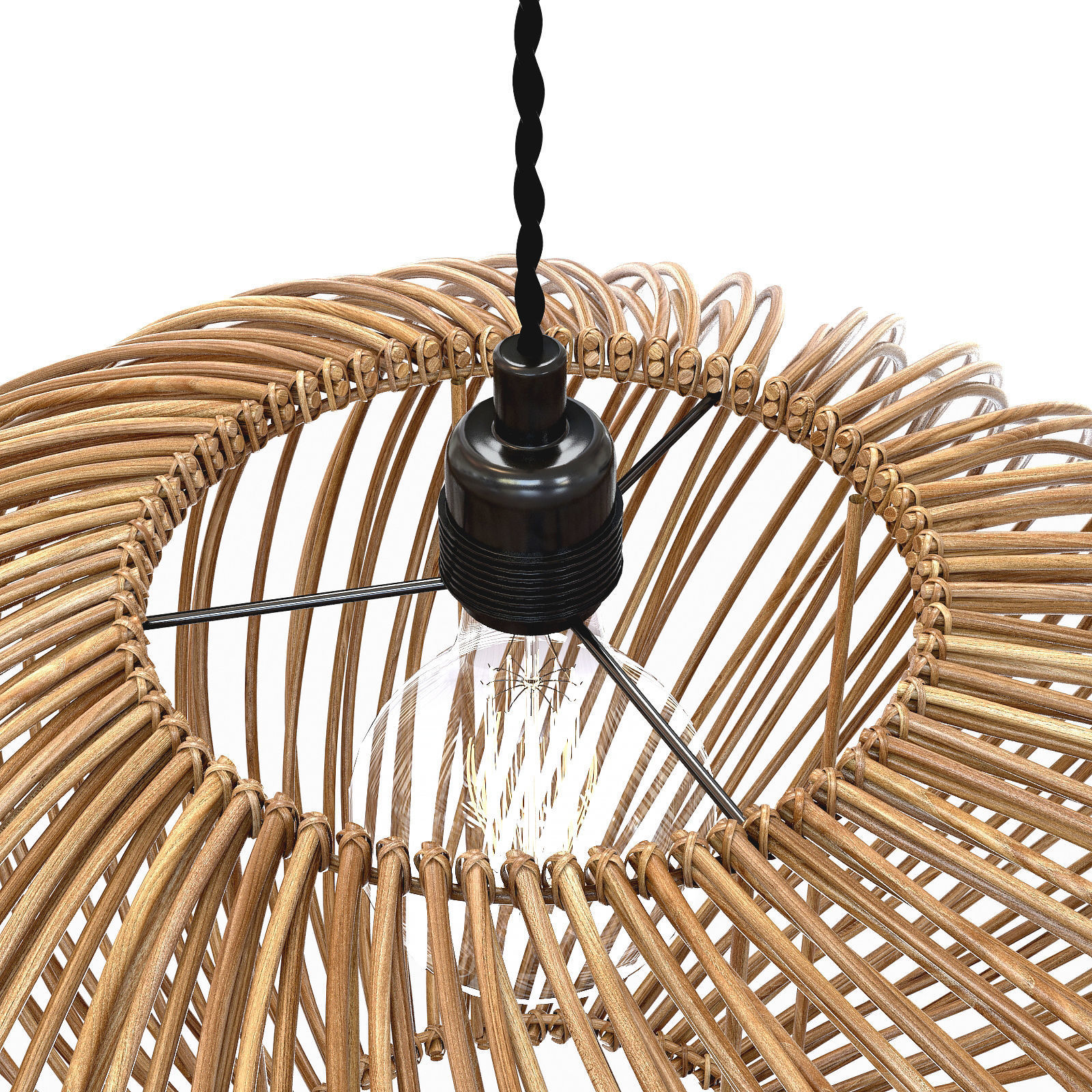 Oliver Bonas Espiral Natural Rattan Pendant Lamp Shade 3D model_4
