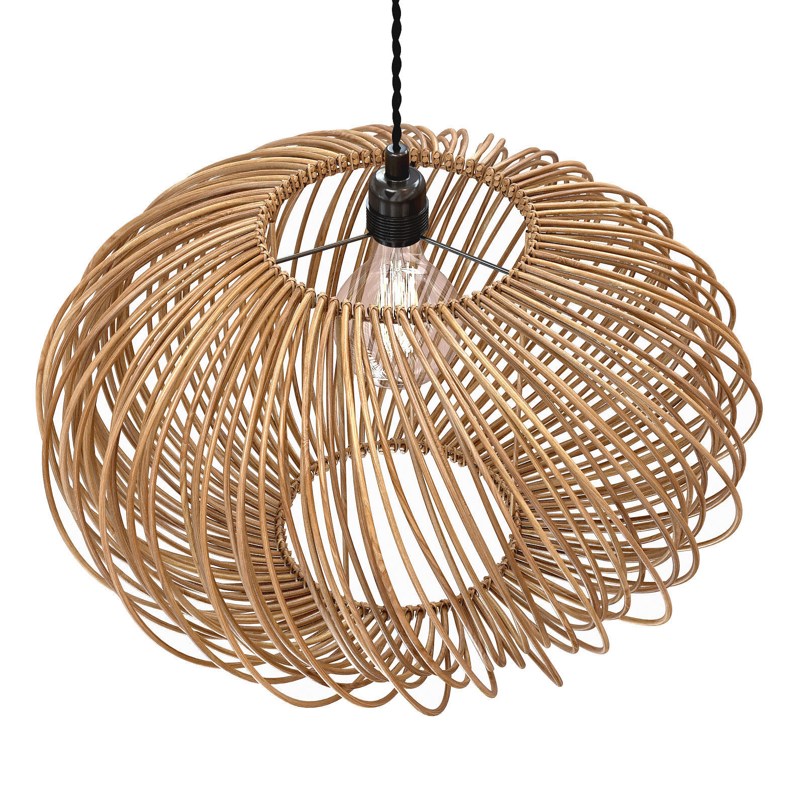 Oliver Bonas Espiral Natural Rattan Pendant Lamp Shade 3D model_2