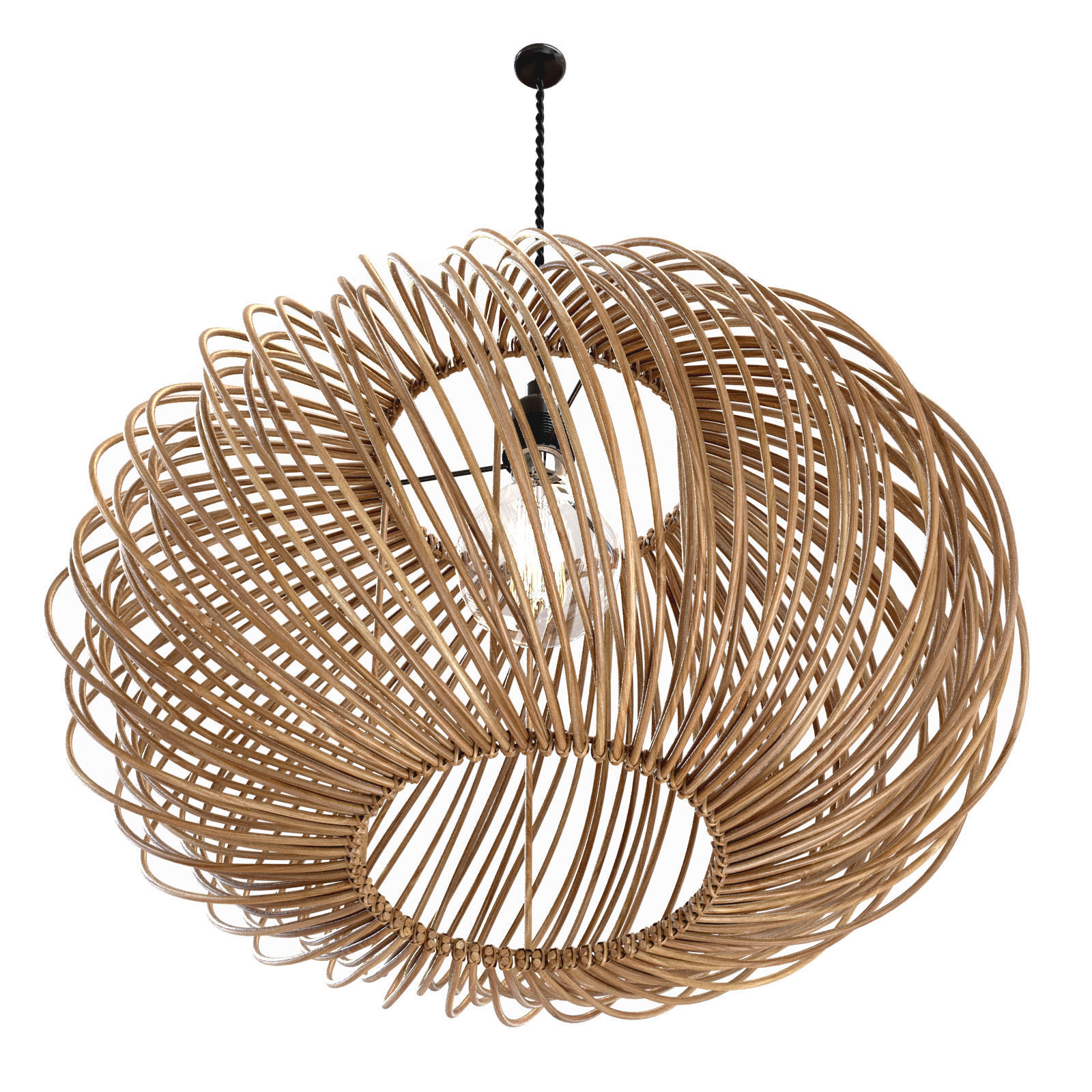 Oliver Bonas Espiral Natural Rattan Pendant Lamp Shade 3D model_3