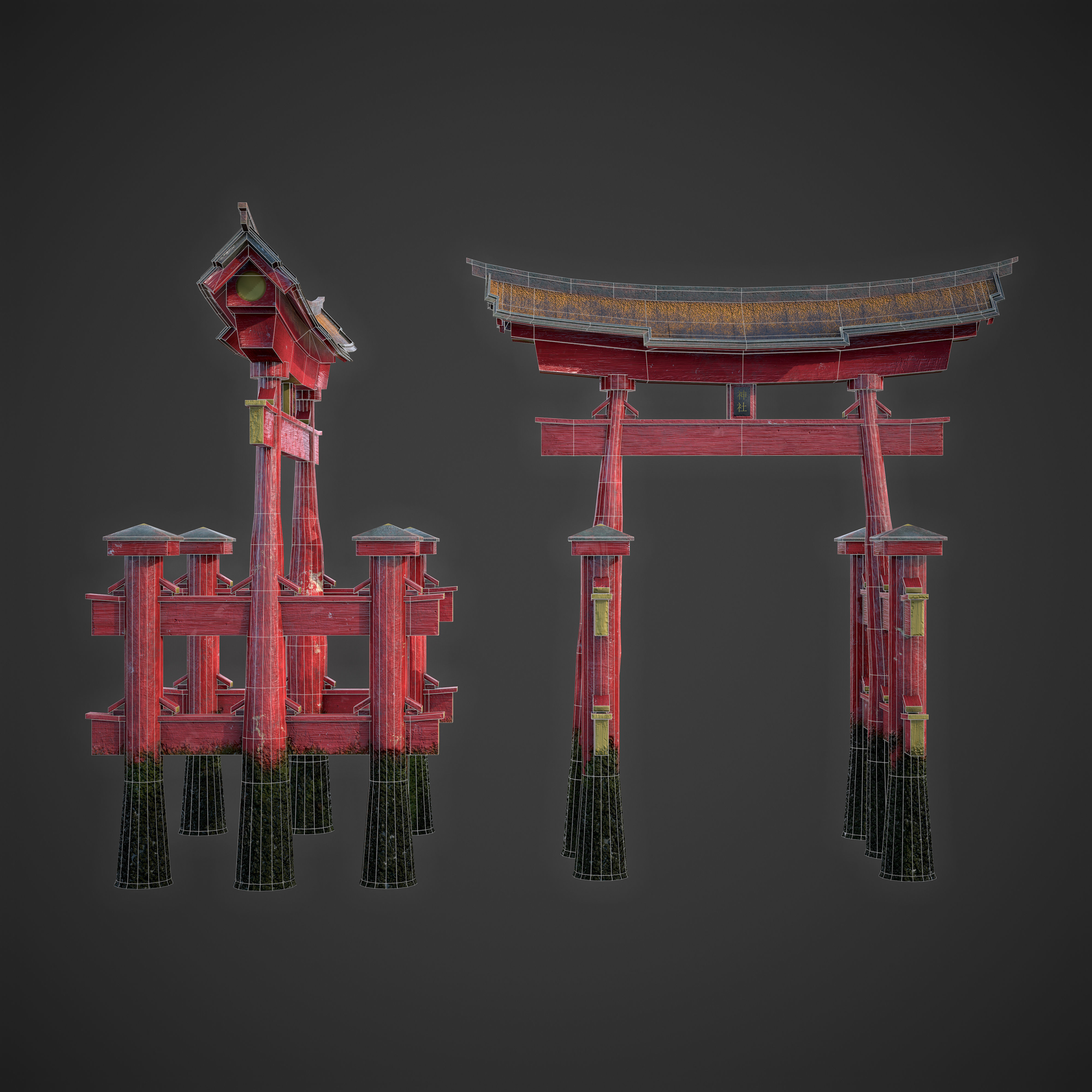 Japanese Torii - Low Poly Low-poly 3D model_9