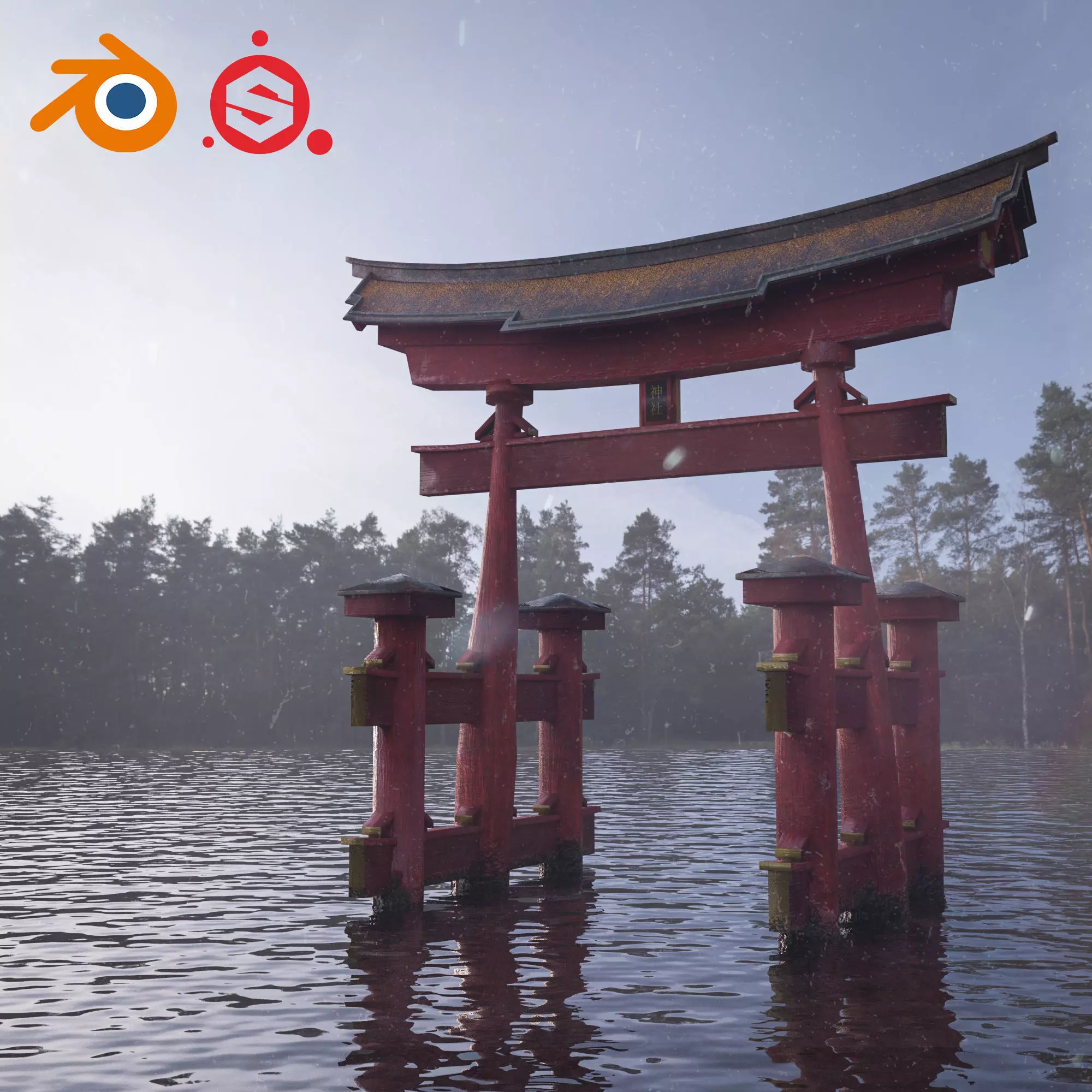 Japanese Torii - Low Poly Low-poly 3D model_0