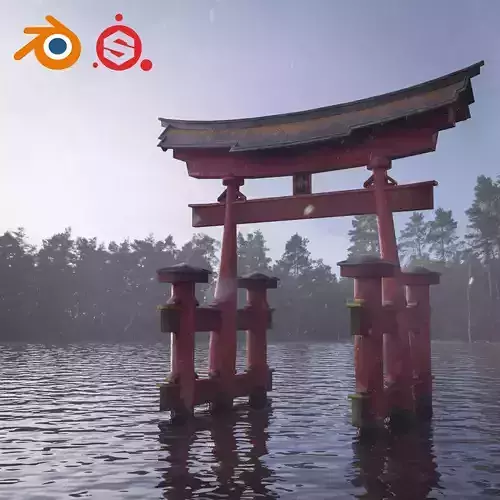 Japanese Torii - Low Poly Low-poly 3D model