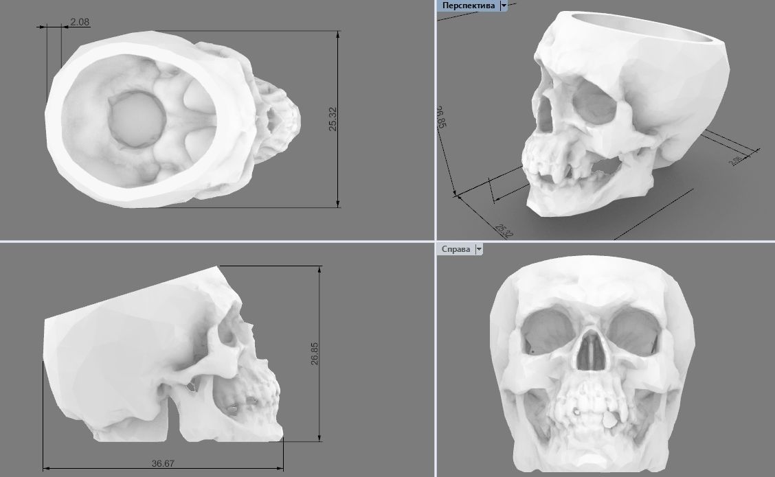  Low-poly skull for 3d print 3D print model_44