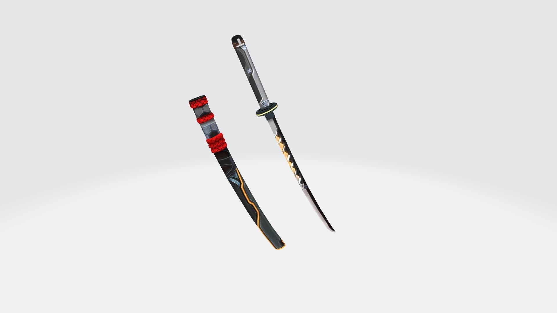 Katana sword Rifle Game Weapon 17x 3D model_16