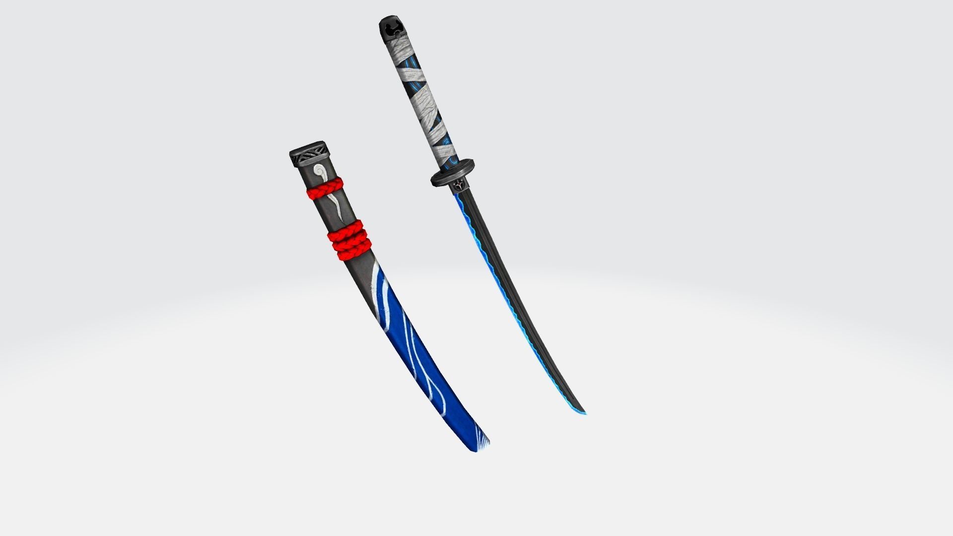 Katana sword Rifle Game Weapon 17x 3D model_9