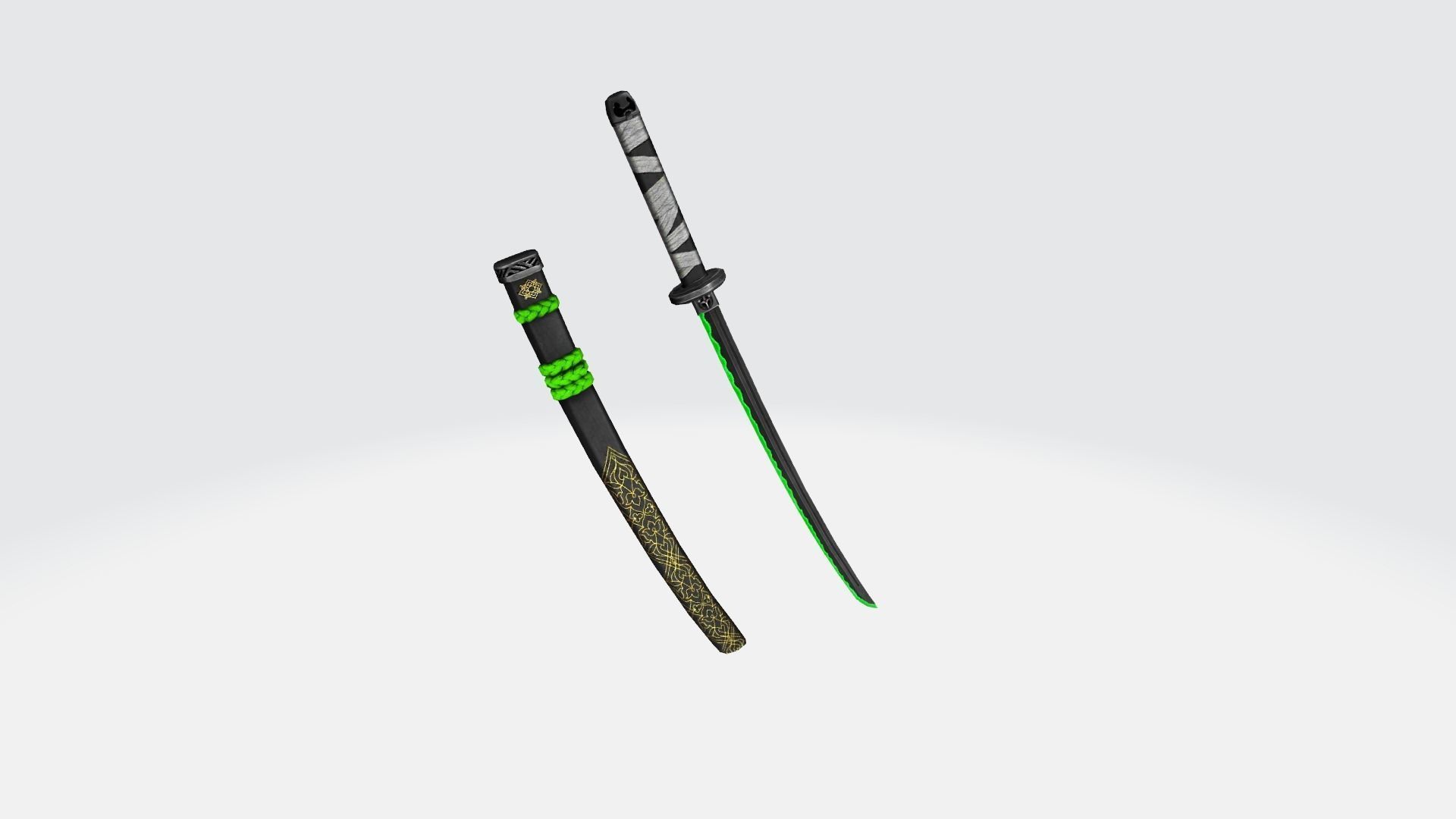 Katana sword Rifle Game Weapon 17x 3D model_10