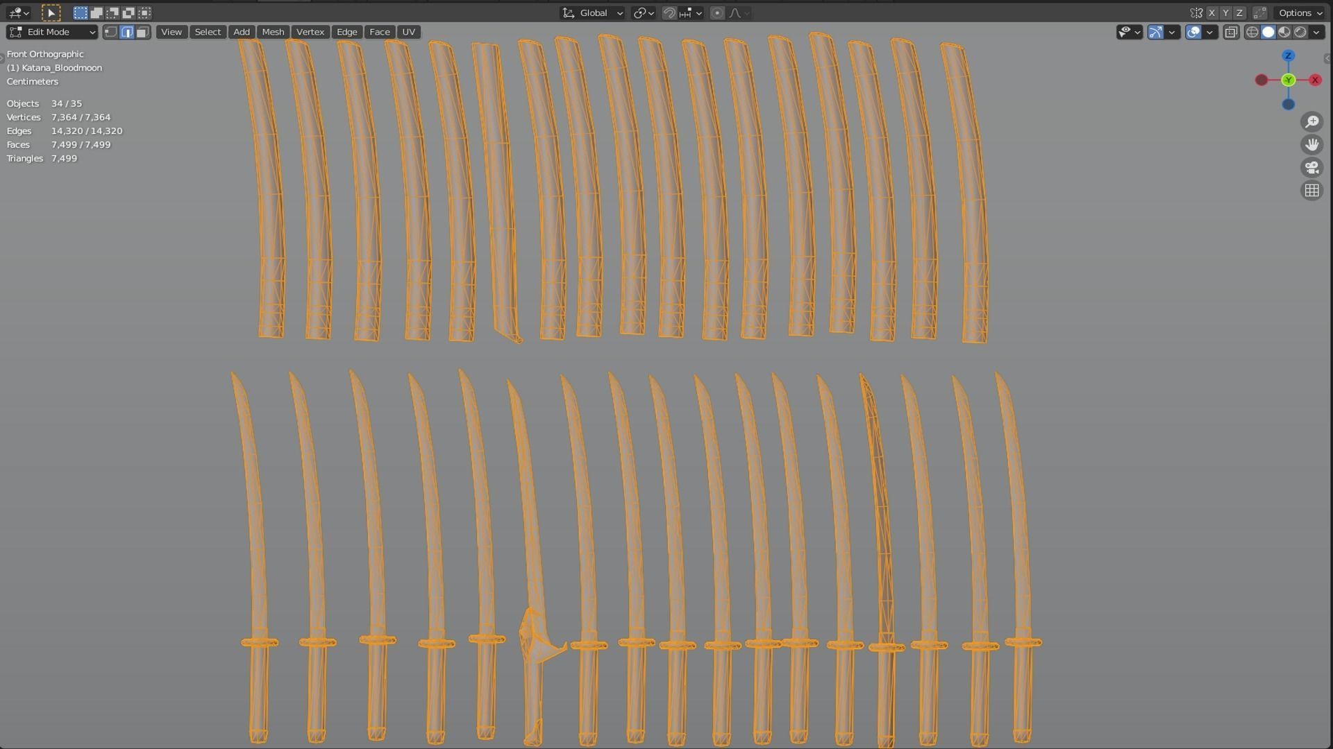 Katana sword Rifle Game Weapon 17x 3D model_20