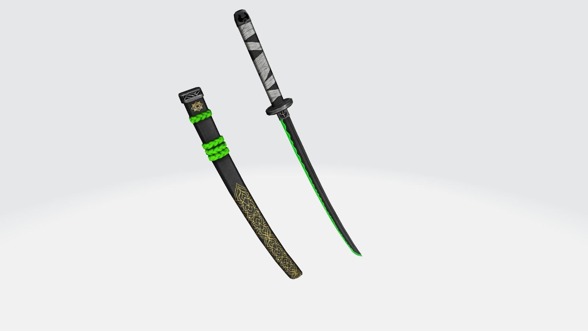 Katana sword Rifle Game Weapon 17x 3D model_11