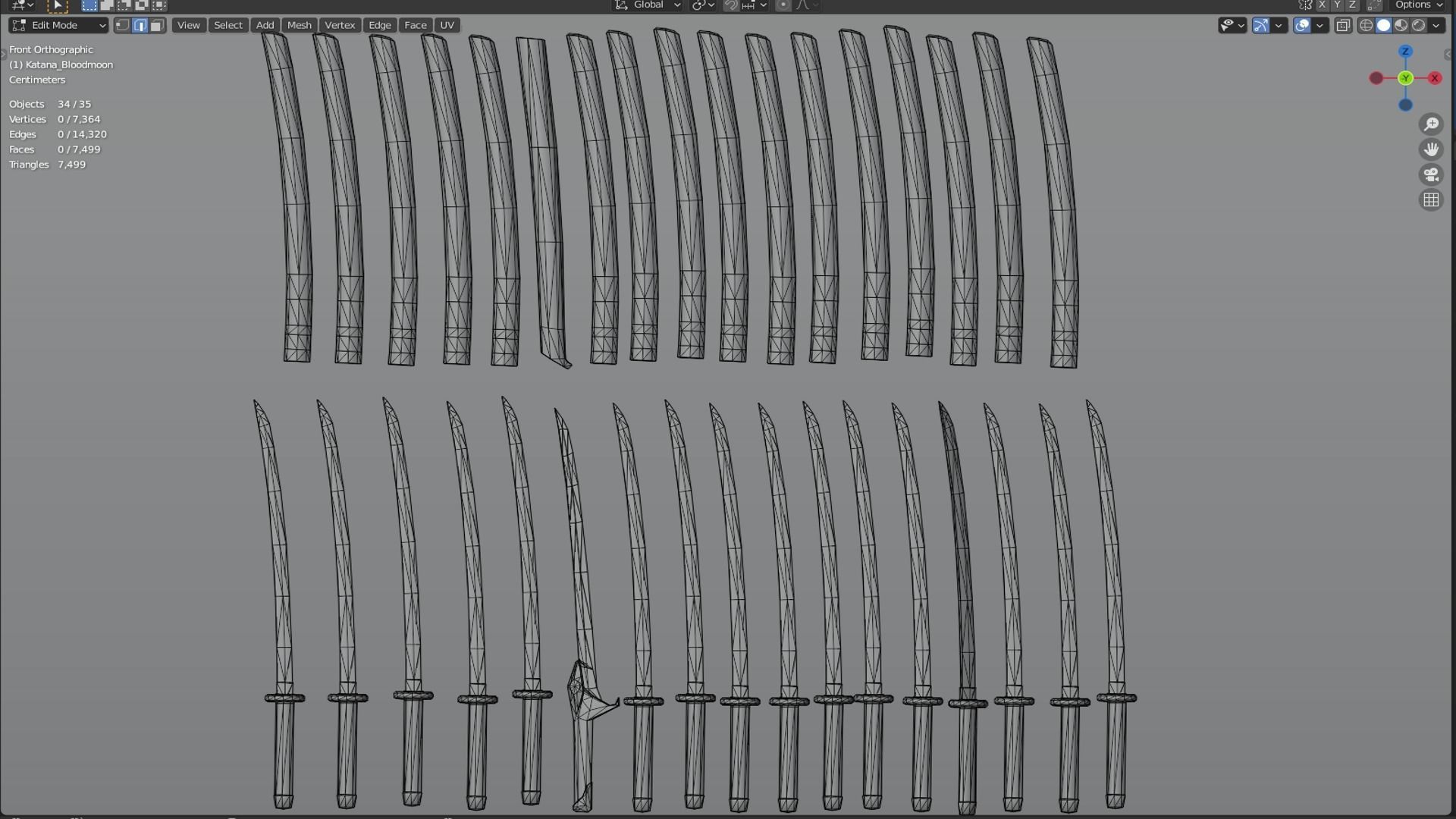 Katana sword Rifle Game Weapon 17x 3D model_2