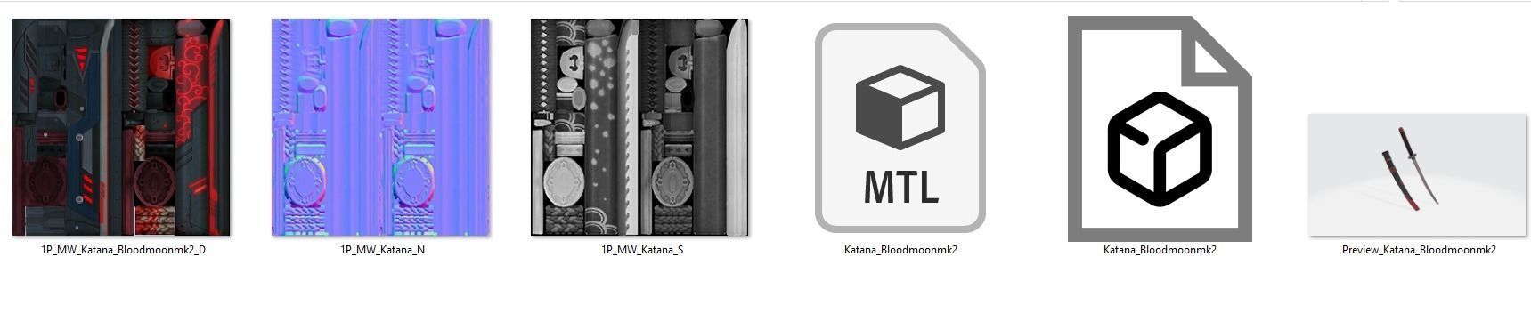 Katana sword Rifle Game Weapon 17x 3D model_23