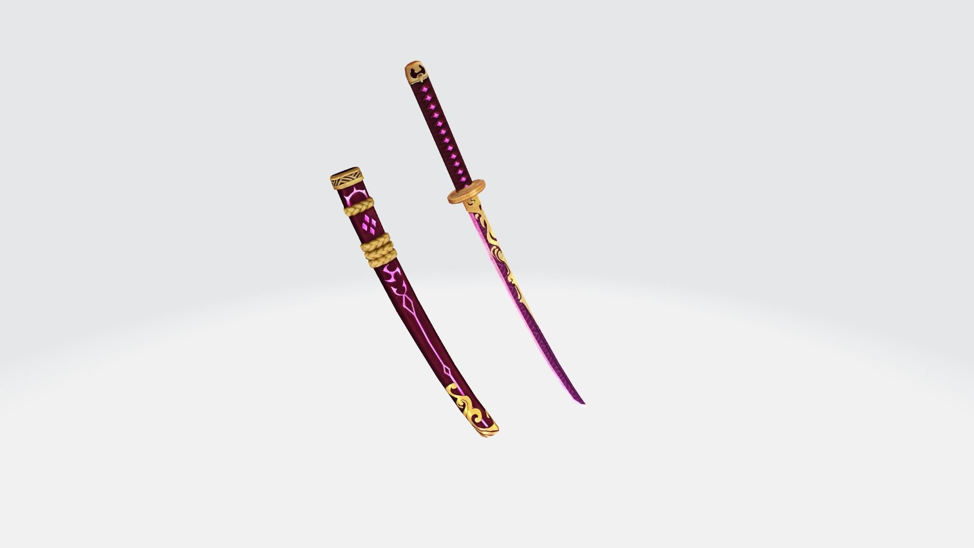 Katana sword Rifle Game Weapon 17x 3D model_17