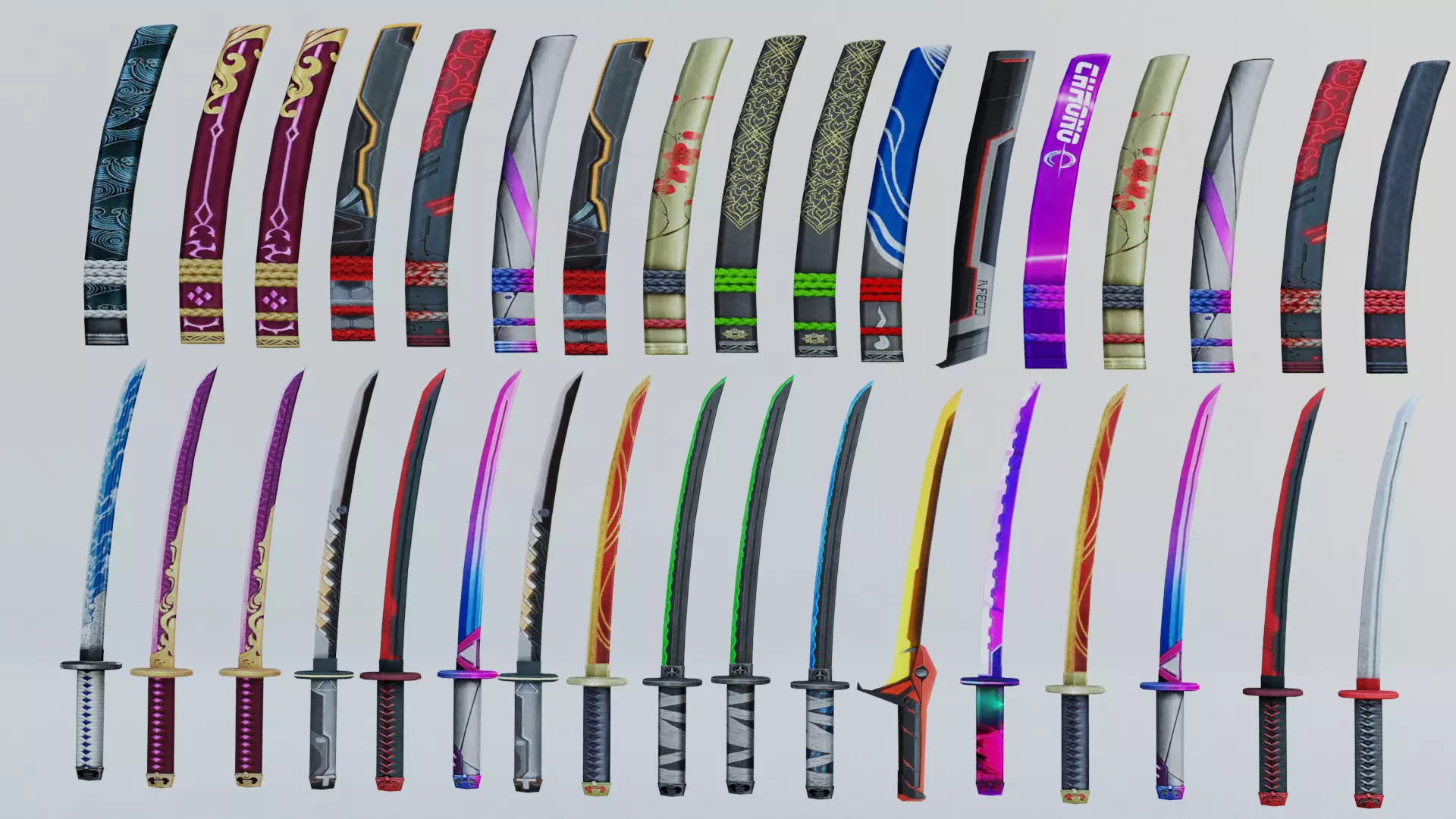 Katana sword Rifle Game Weapon 17x 3D model_0