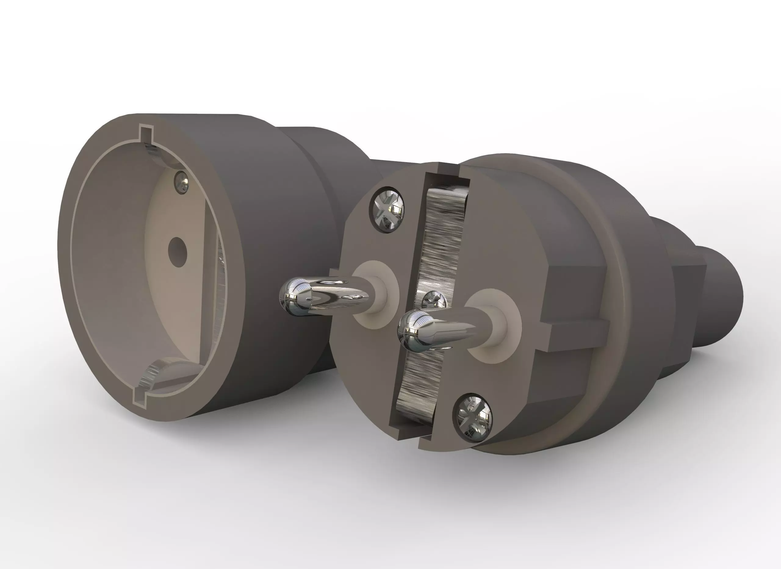industrial plug and socket 3D model_0