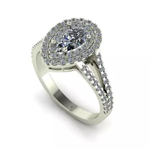 1224 Ring with pear stone 3D print model_0