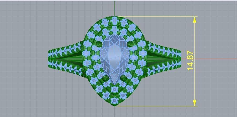 1224 Ring with pear stone 3D print model_5
