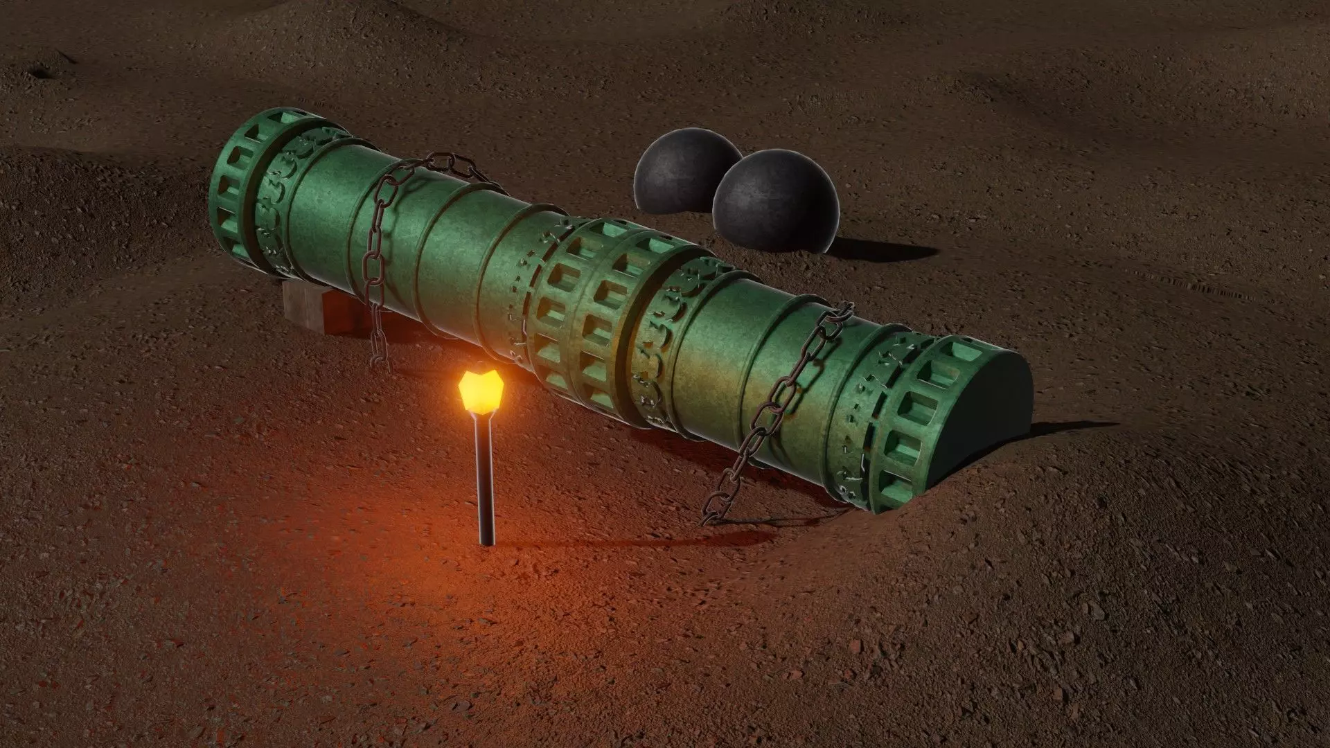 Sahi Cannon ottoman cannon Low-poly 3D model_0