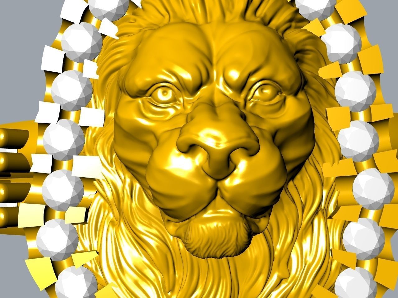 diamond lion head ring stl files verified 3D print model_12