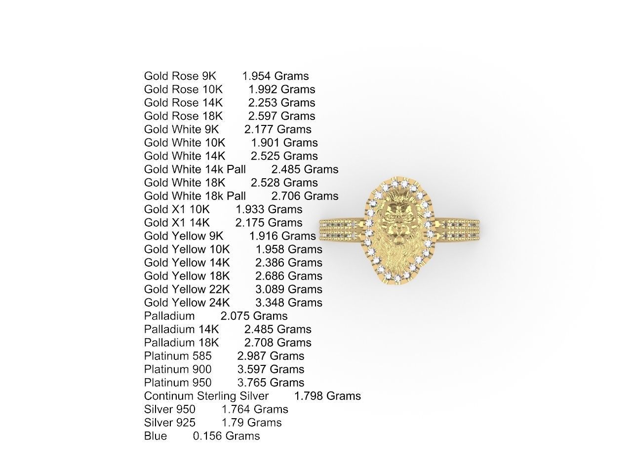 diamond lion head ring stl files verified 3D print model_4