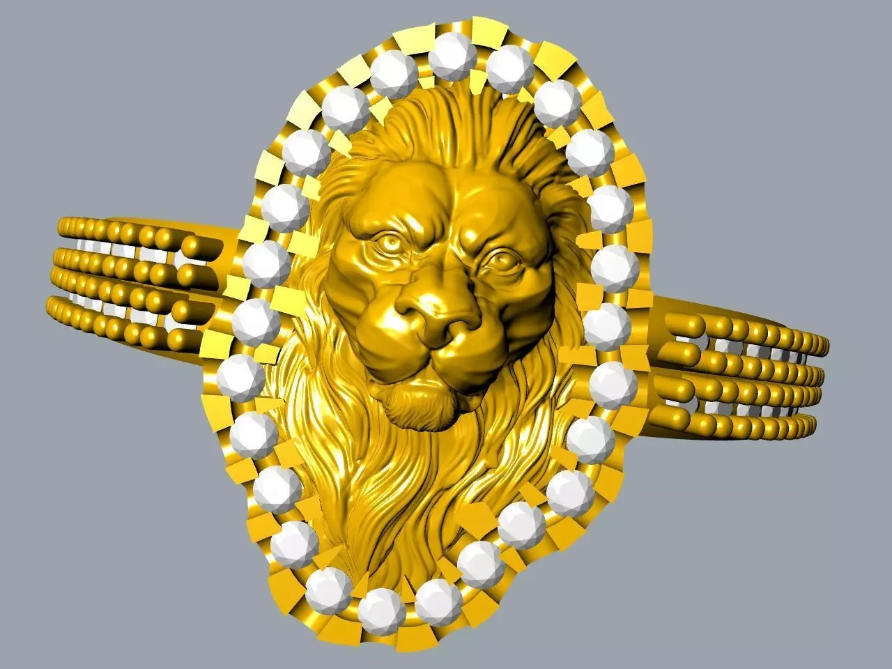 diamond lion head ring stl files verified 3D print model_0