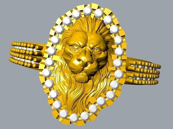 diamond lion head ring stl files verified 3D print model