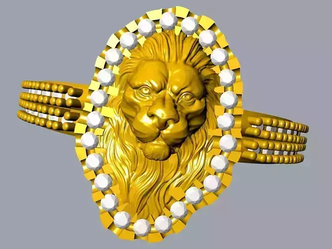 diamond lion head ring stl files verified 3D print model