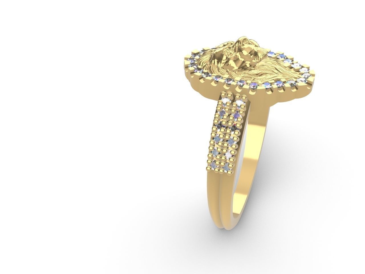 diamond lion head ring stl files verified 3D print model_9