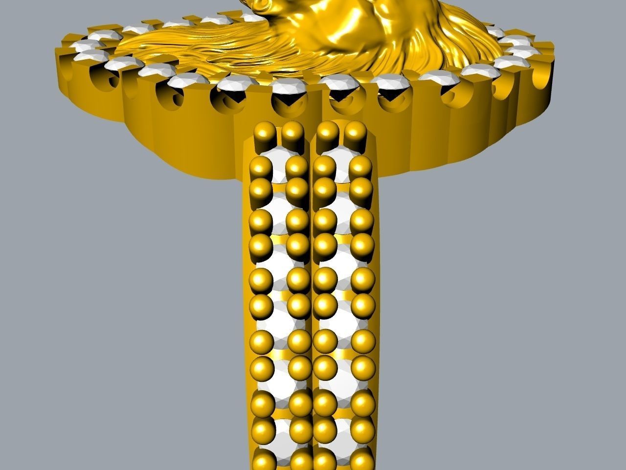 diamond lion head ring stl files verified 3D print model_10