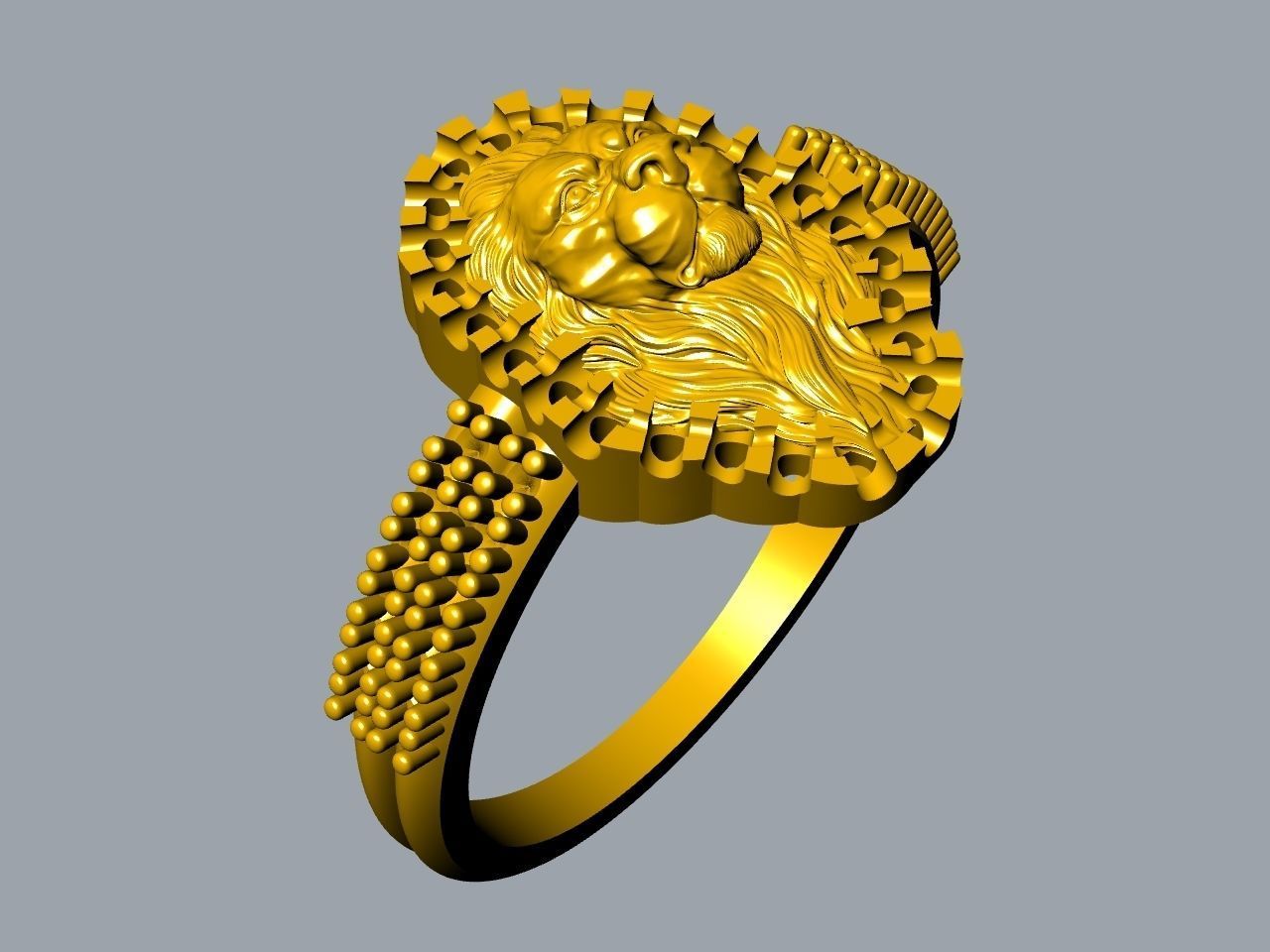 diamond lion head ring stl files verified 3D print model_14