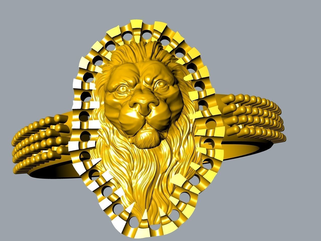 diamond lion head ring stl files verified 3D print model_15