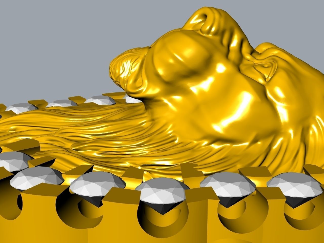 diamond lion head ring stl files verified 3D print model_11