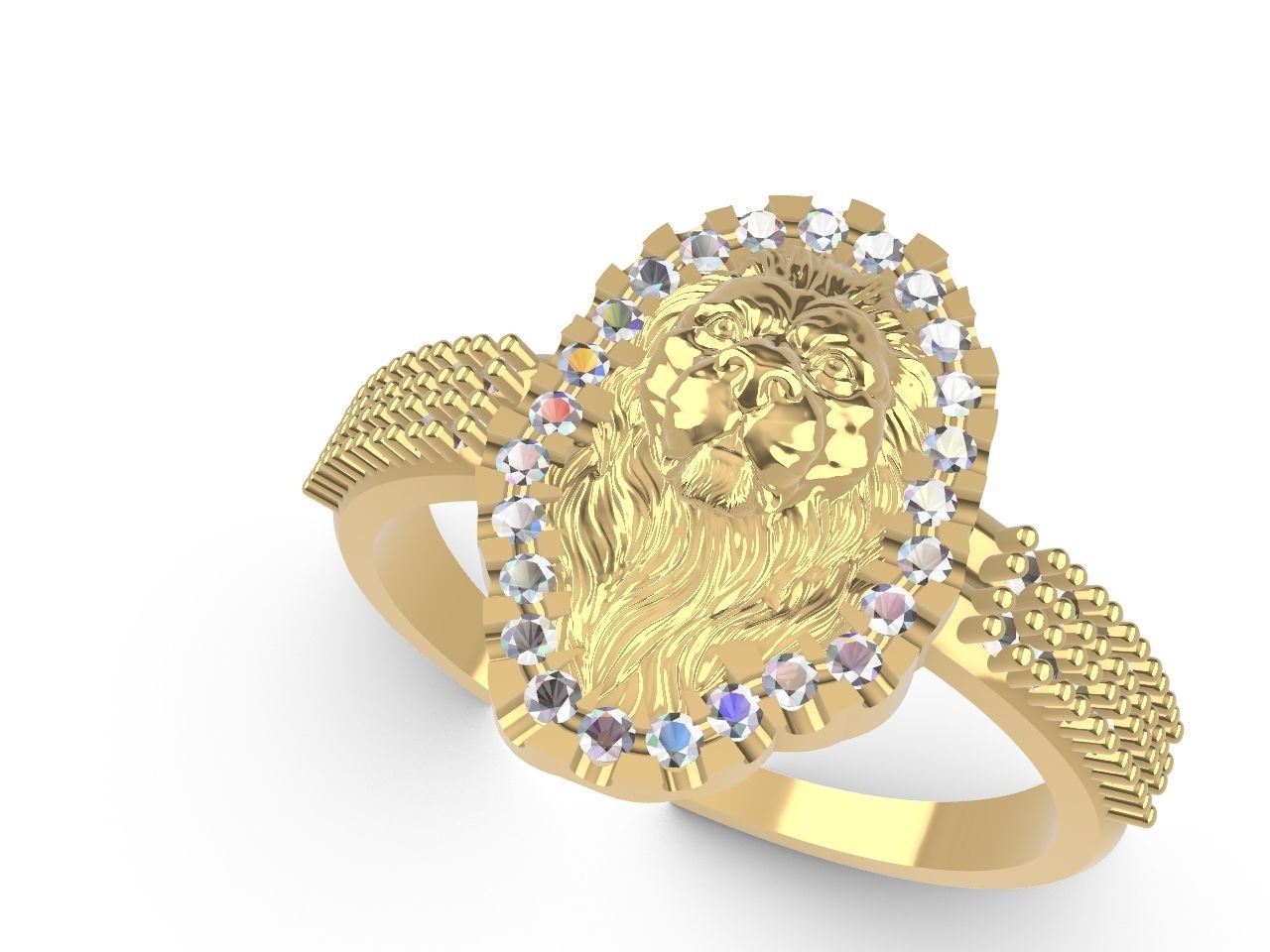 diamond lion head ring stl files verified 3D print model_3