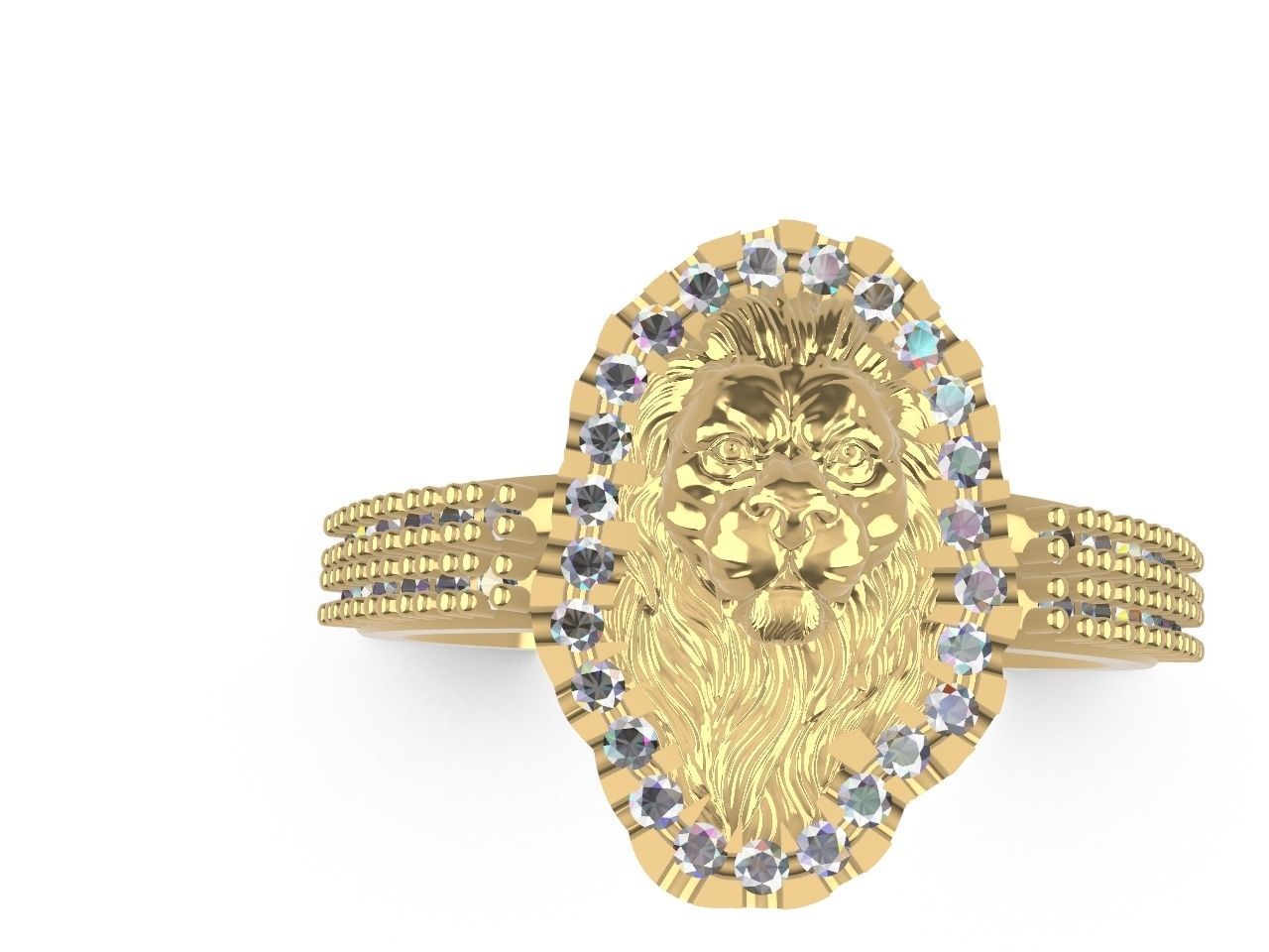 diamond lion head ring stl files verified 3D print model_8
