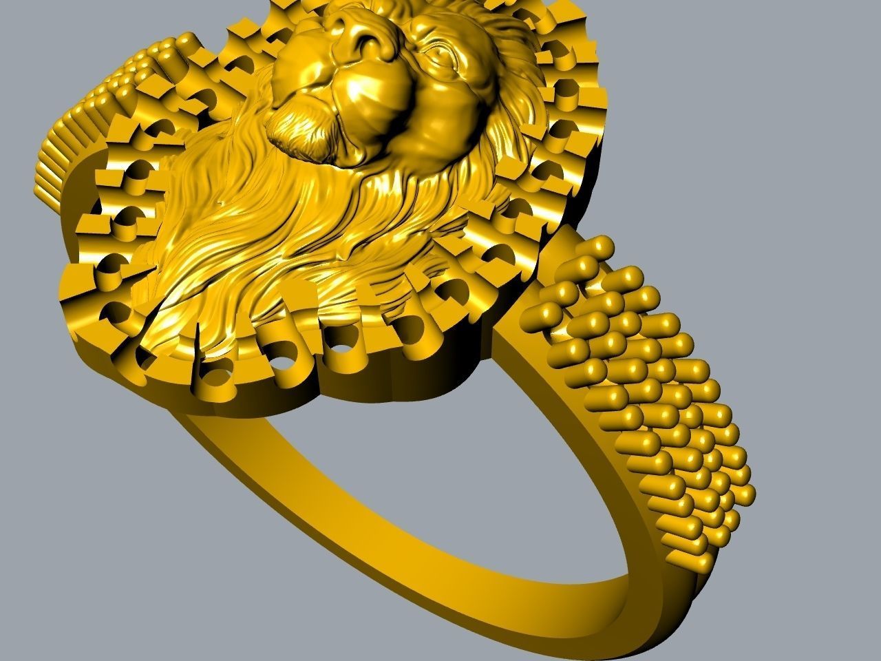 diamond lion head ring stl files verified 3D print model_16