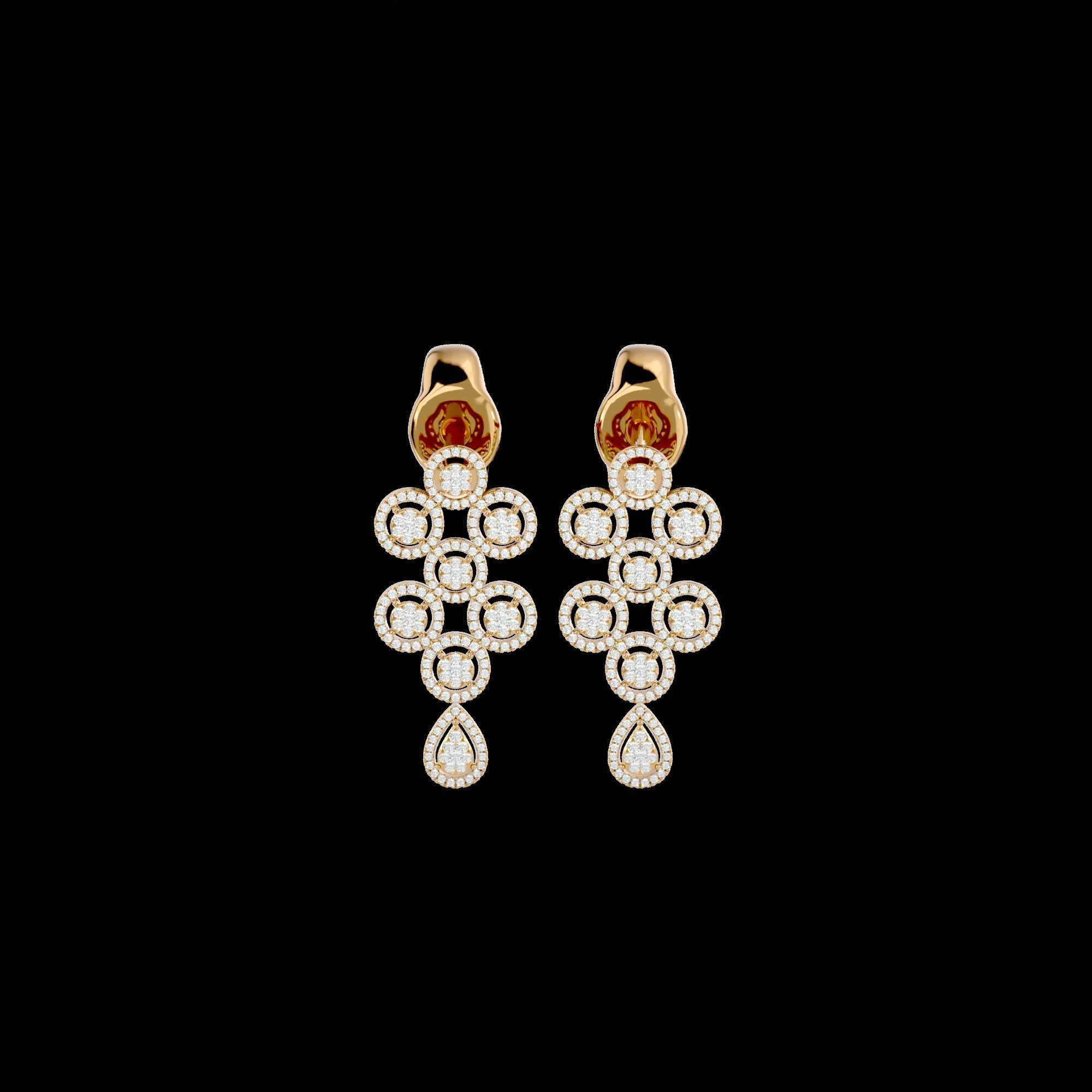 High Jewelry Diamond Necklace Earrings Set stl jcd render 3D print model_23