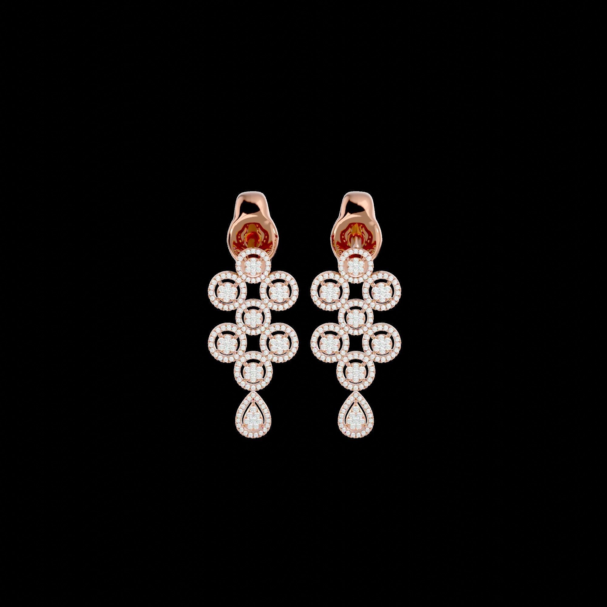 High Jewelry Diamond Necklace Earrings Set stl jcd render 3D print model_25