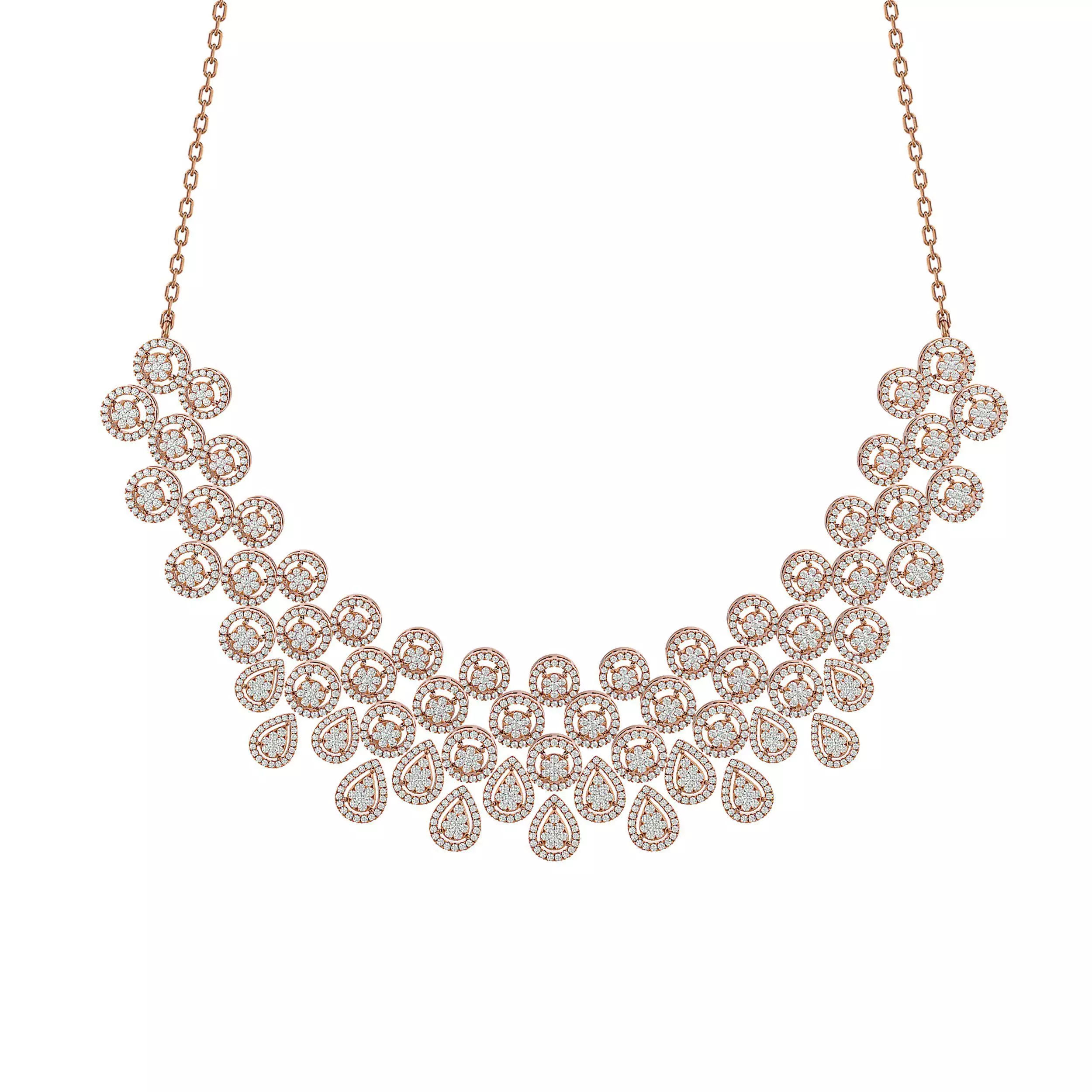 High Jewelry Diamond Necklace Earrings Set stl jcd render 3D print model_0