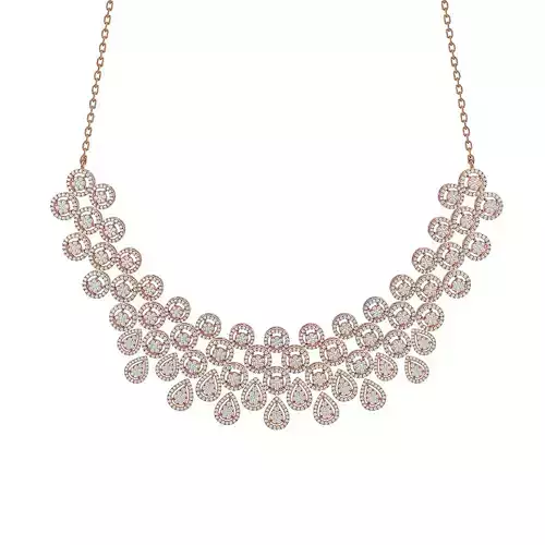 High Jewelry Diamond Necklace Earrings Set stl jcd render