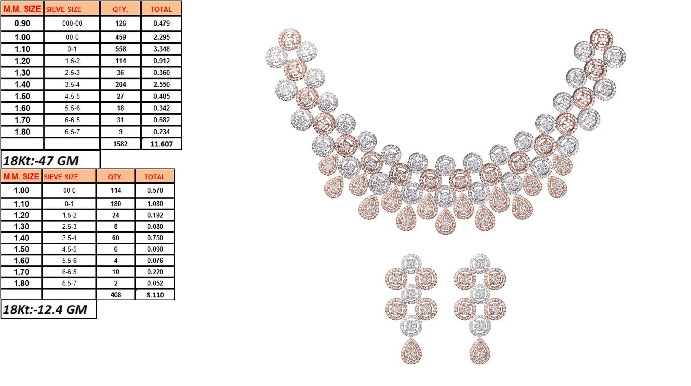 High Jewelry Diamond Necklace Earrings Set stl jcd render 3D print model_2