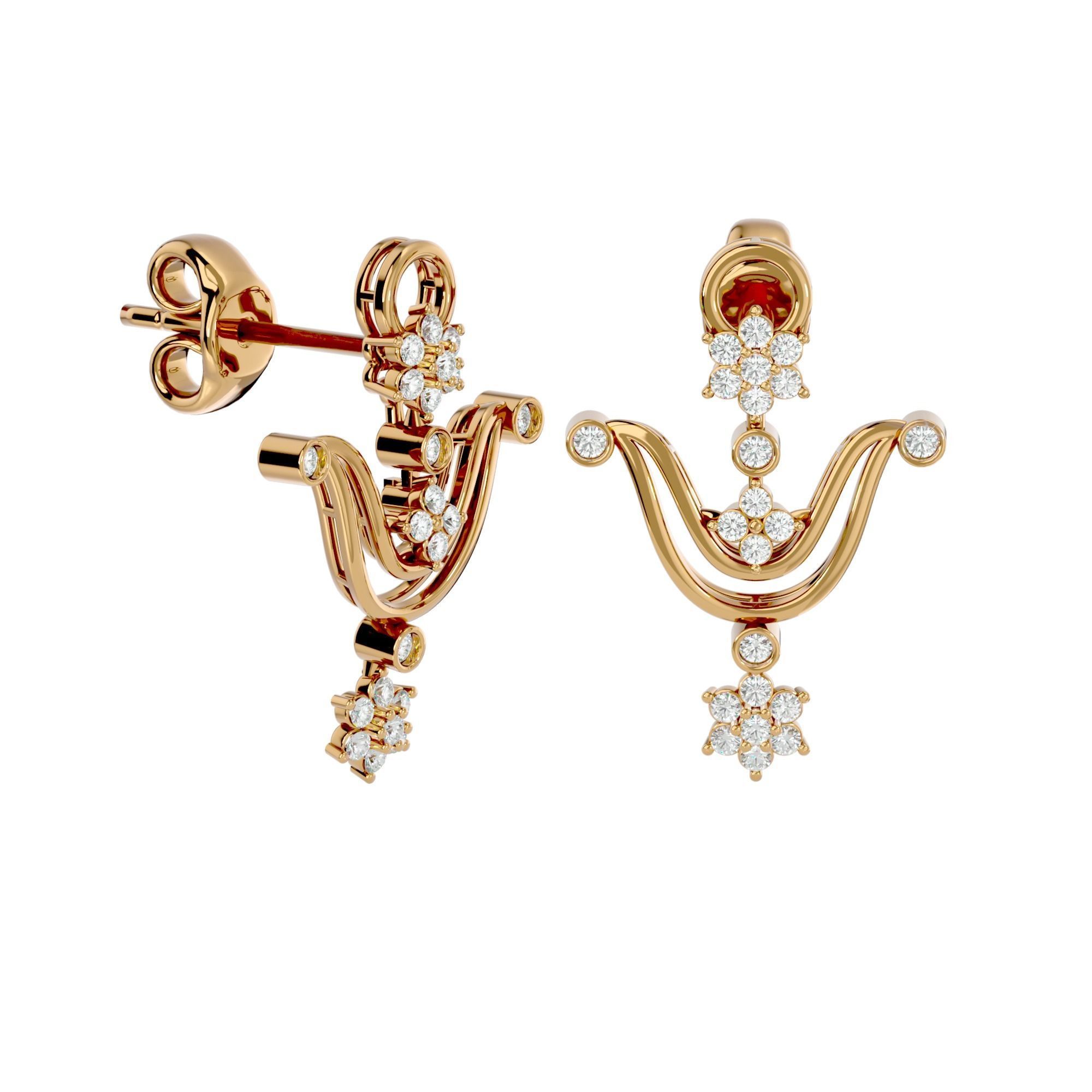 High Jewelry Diamond Necklace Earrings Set stl jcd render 3D print model_10