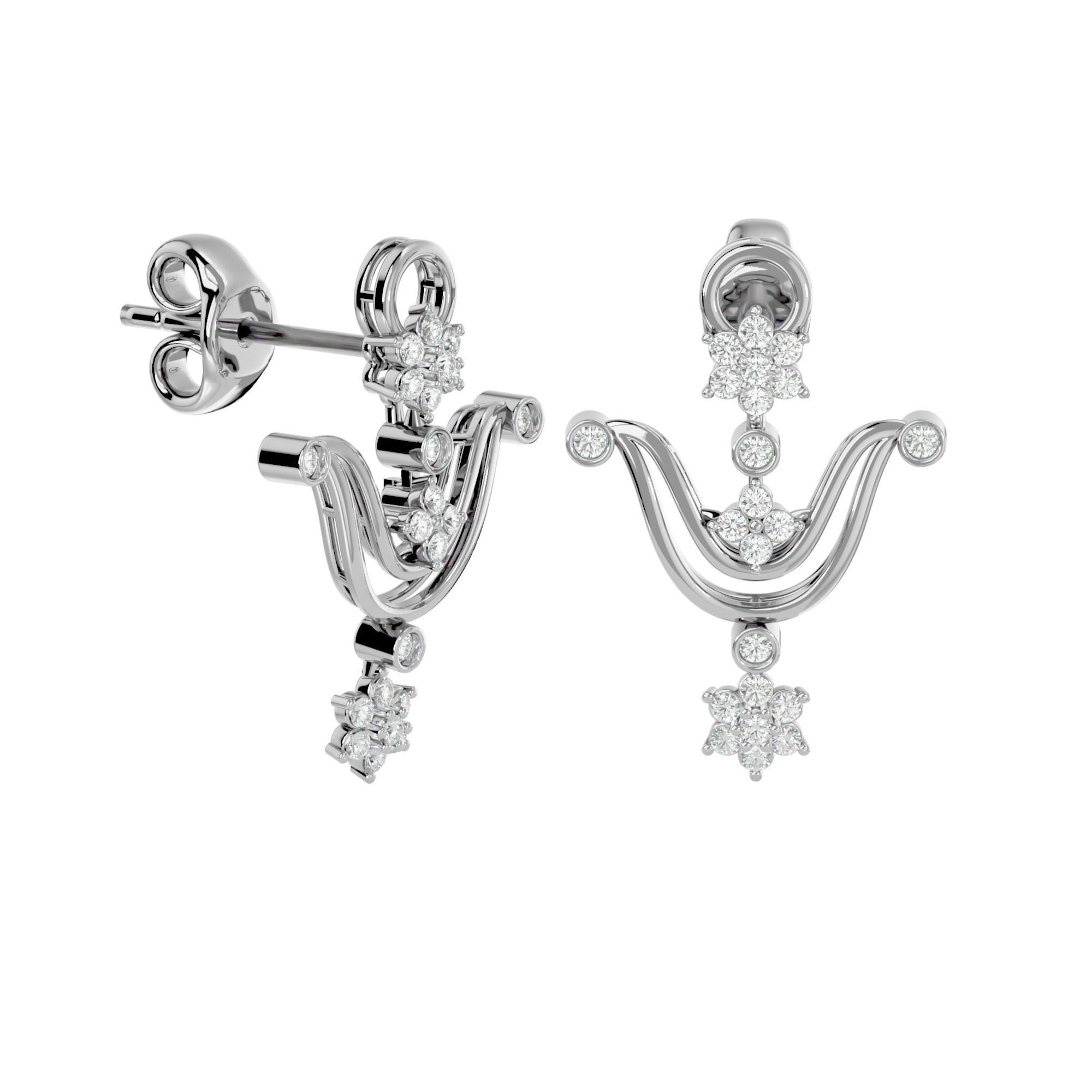 High Jewelry Diamond Necklace Earrings Set stl jcd render 3D print model_8