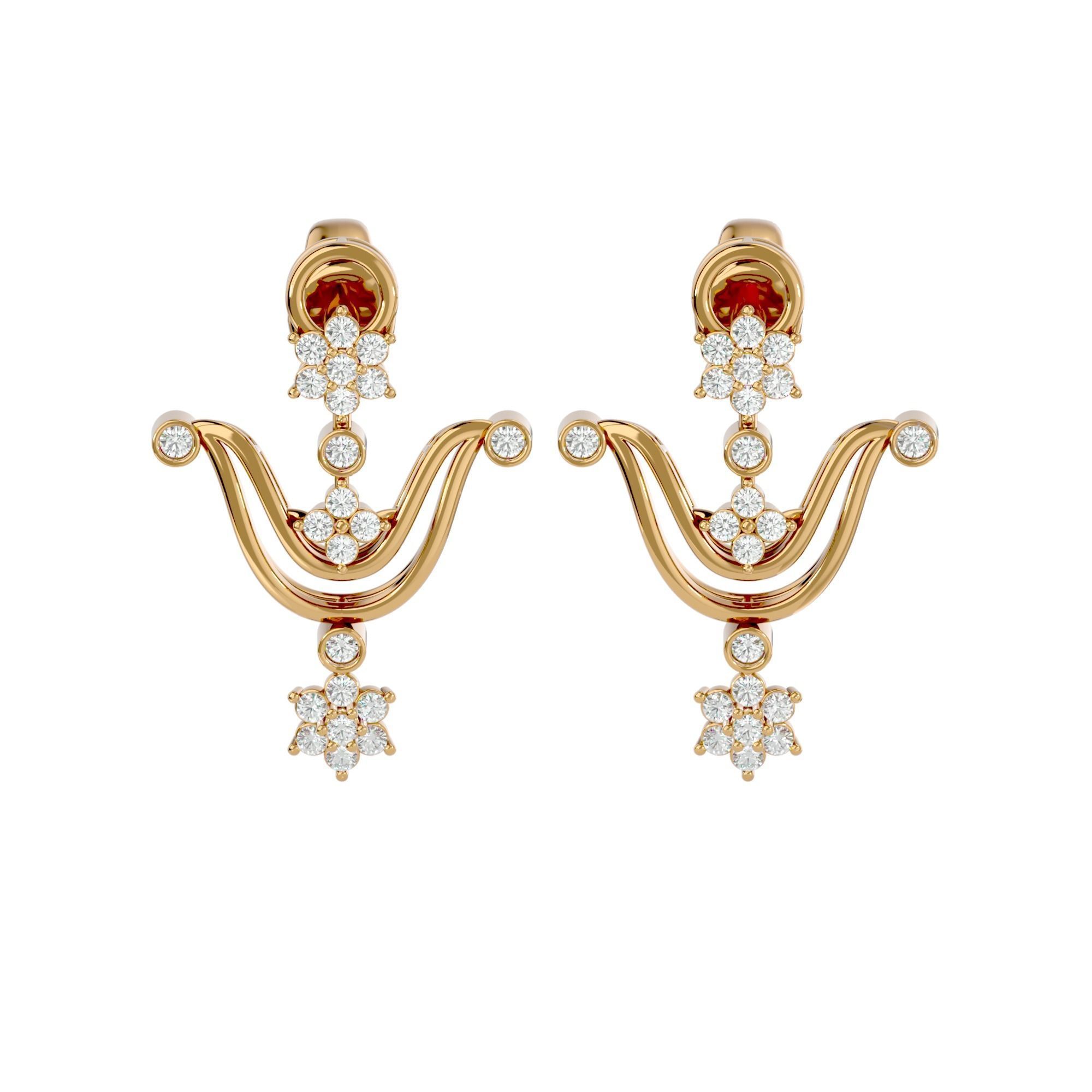 High Jewelry Diamond Necklace Earrings Set stl jcd render 3D print model_21