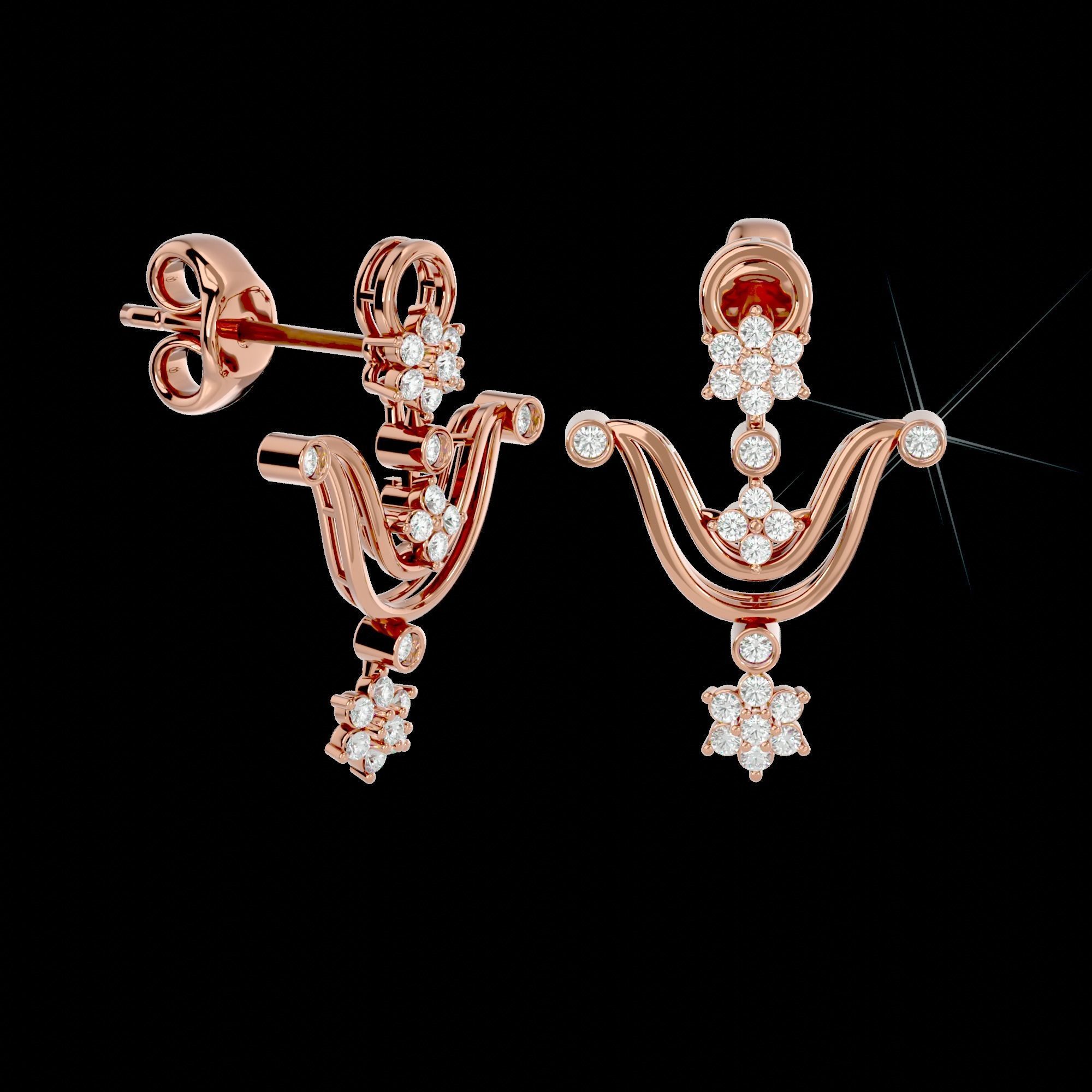 High Jewelry Diamond Necklace Earrings Set stl jcd render 3D print model_1