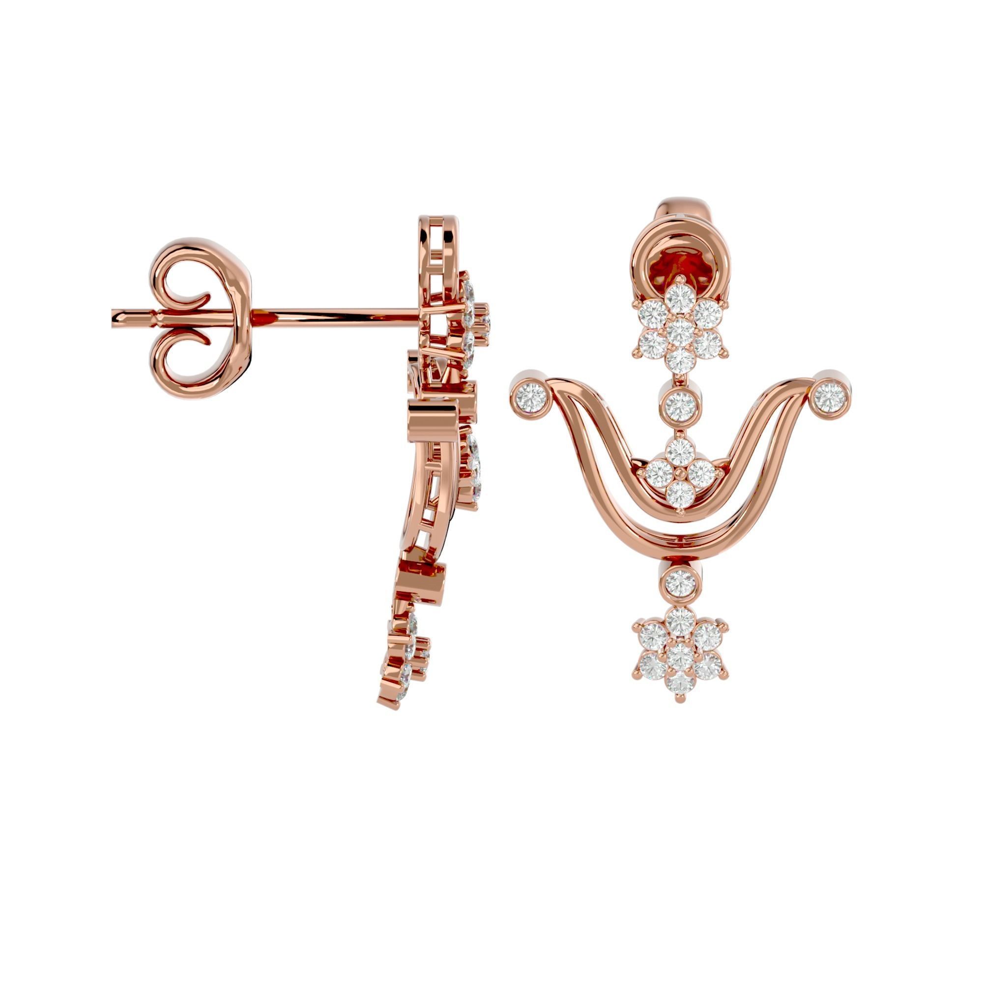 High Jewelry Diamond Necklace Earrings Set stl jcd render 3D print model_15