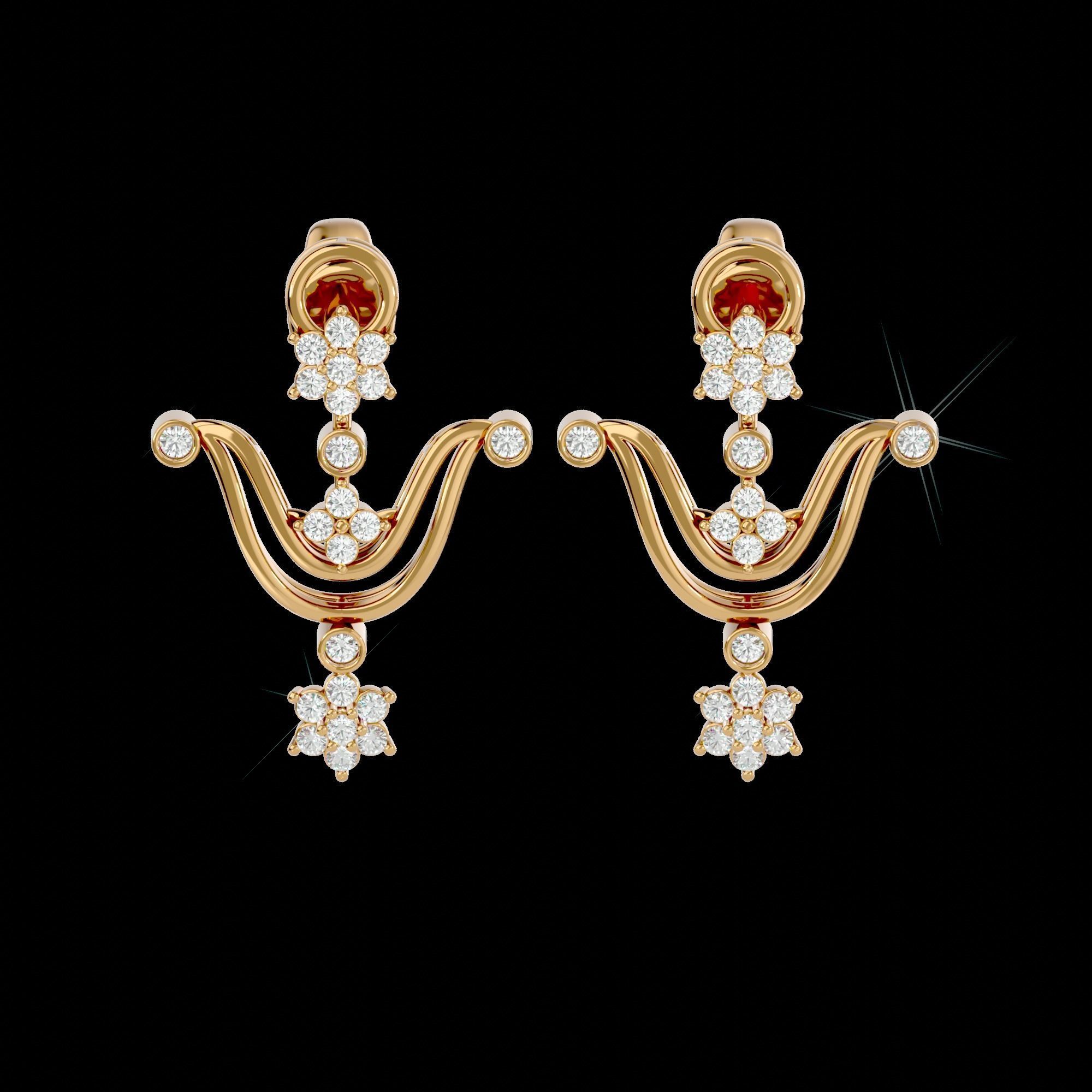 High Jewelry Diamond Necklace Earrings Set stl jcd render 3D print model_22