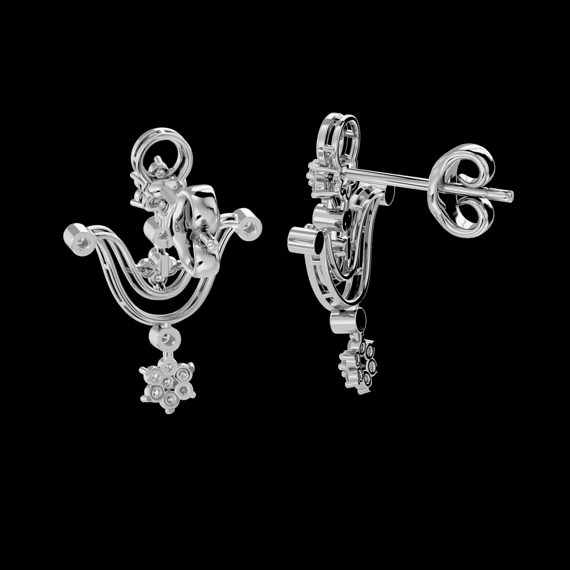 High Jewelry Diamond Necklace Earrings Set stl jcd render 3D print model_7