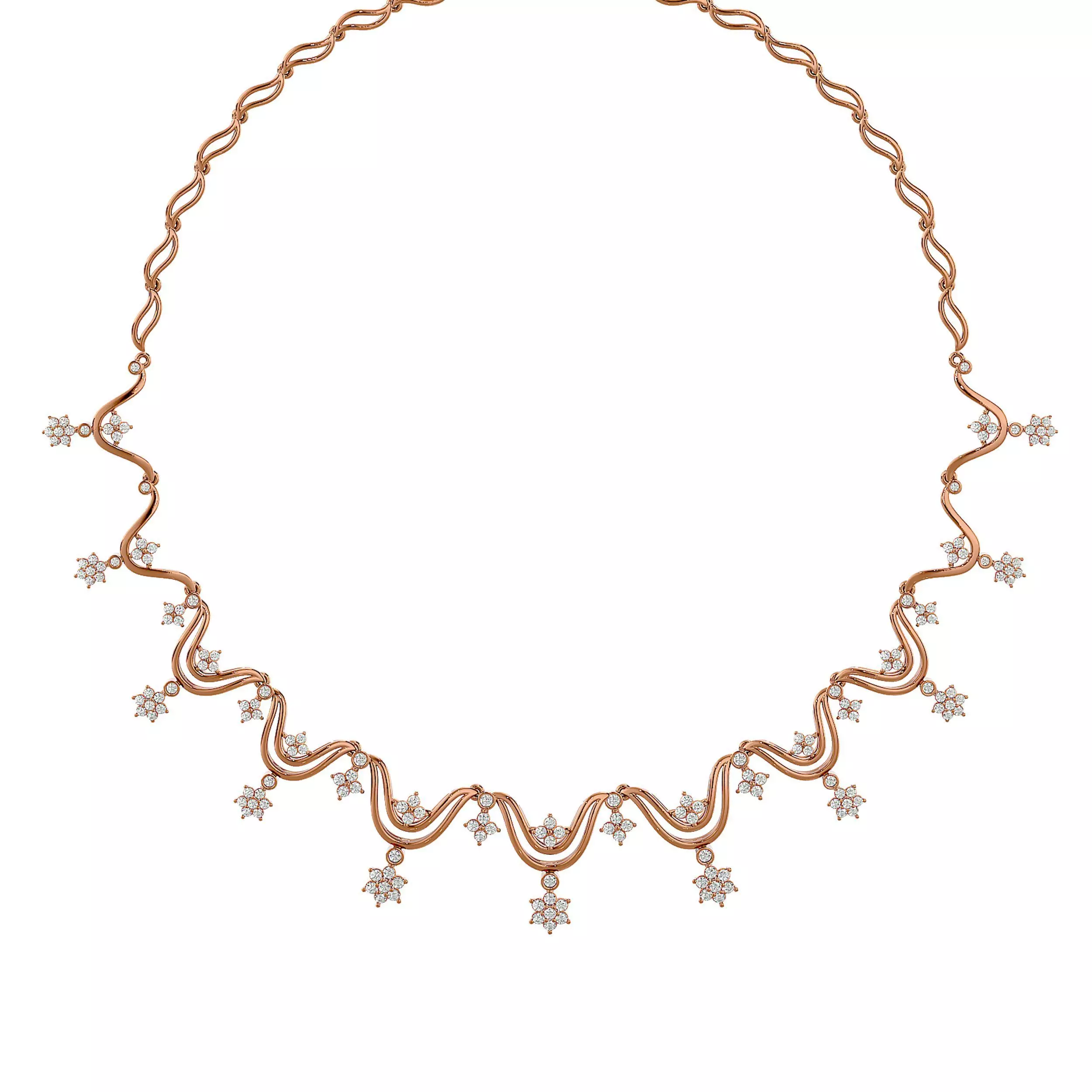 High Jewelry Diamond Necklace Earrings Set stl jcd render 3D print model_0